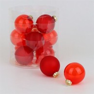 Staklene kuglice 6cm, 12 kom, crvene