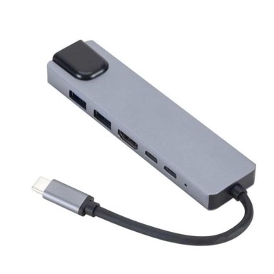 ESTUFF USB-C razdjelnik, 6-u-1, Power Delivery 100 W, HDMI, LAN, USB-C, 2x USB-A
