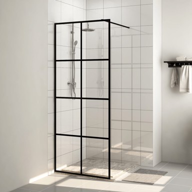Pregrada za tuširanje s prozirnim staklom ESG 80 x 195 cm crna