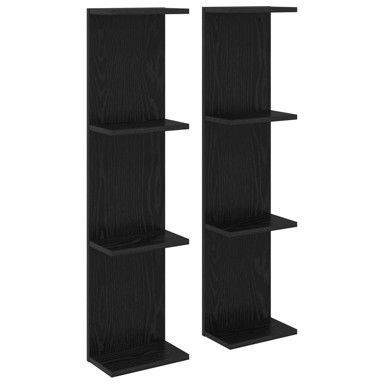 Zidna polica, 2 kom, 22 x 15 x 100 cm, crni hrast