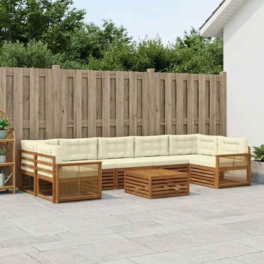 Set vanjskih sofa s jastukom, 8 kom, prirodna i krem