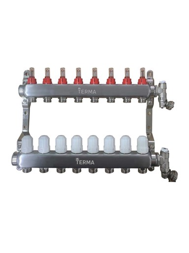TERMA Podno razdjelnik Plus, s mjeračima protoka, 8 krugova