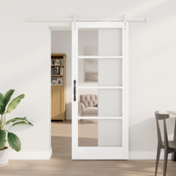 Klizna vrata s hardverom set bijela 83x202 cm od čvrstog drva bora