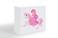 Dječja komoda Kraljevna na poniju, bijela, 80×80×41 cm