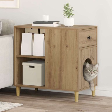 Kuća za mačke, 72×42,5×70 cm, umjetnička hrastovina