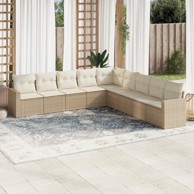 Set vrtnih sofa, 9 kom, poliratan, s jastucima, bež