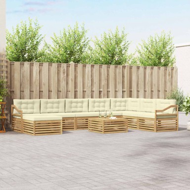 Set vanjskih sofa s jastukom 9 kom, bijela i krem, poliester