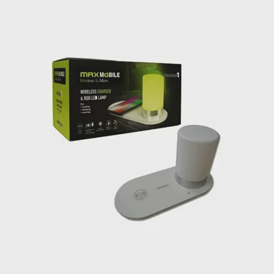 MAXMOBILE Punjač S2, bežični, 10W, s RGB LED svjetiljkom, bijeli