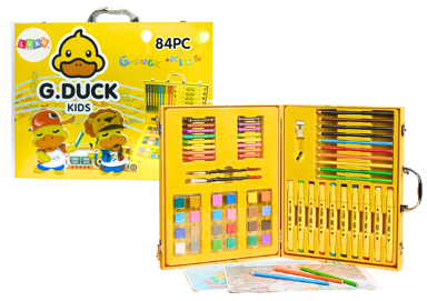 Kreativni set u koferu, žuta patka, 84 dijela, žuta