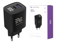 ENCORE ENERGY Zidni GaN punjač 30 W sa zaslonom, USB-A i USB-C, QC 4, PD 3.0, GaN-3083R