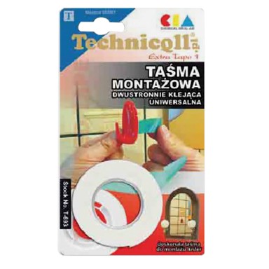 TECHNICQLL Dvostrana ljepljiva montažna traka T-693, 1,5m/19mm