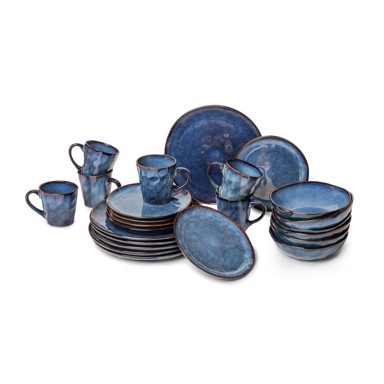 BONAMI SELECTION Tamnoplavi blagovaonski set posuđa od kamenine 24 kom Glosia