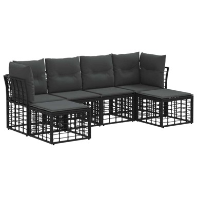 Set vanjskih sofa bez stola, poliester, crna