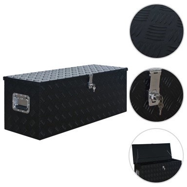 Aluminijska aluminijska kutija, 1085 x 370 x 400 mm, crna