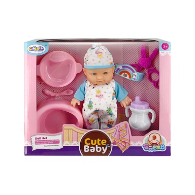 CUTE BABY Lutka beba s priborom, plava