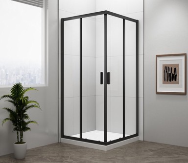 POLYSAN Tuš kabina EASY BLACK, kvadratna, 900 x 900 mm, prozirno staklo, crna