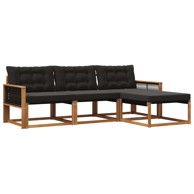 Set vanjskih sofa s jastukom 4 kom, prirodna i crna