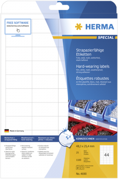 HERMA Oznake HARDWEARING 4690 1100 pcs. 48,3x25,4 ,25 kom.