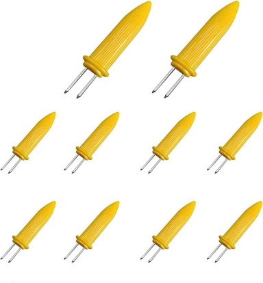 NIKCORP Držači za kukuruz 10 kom, nehrđajući čelik, 8,3 cm, žuti