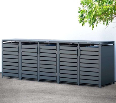 WESTMANN Spremište za 5 kanti za smeće Kubus, 5 x 240 l, 332 x 80 x 116 cm, antracit