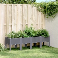 Vrtna sadilica s nogama siva 160 x 40 x 42 cm PP