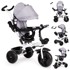 ECOTOYS Tricikl s okretnim sjedalom 360 s bijelom konstrukcijom, siva
