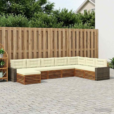 Set vanjskih sofa s jastukom, 8-dijelni, krem