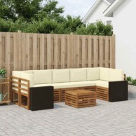 Set vanjskih sofa, 8 pcs, čvrsto drvo akacije, prirodna i krem