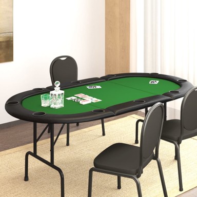 Sklopivi stol za poker za 10 igrača, 206x106 x75cm, zeleni