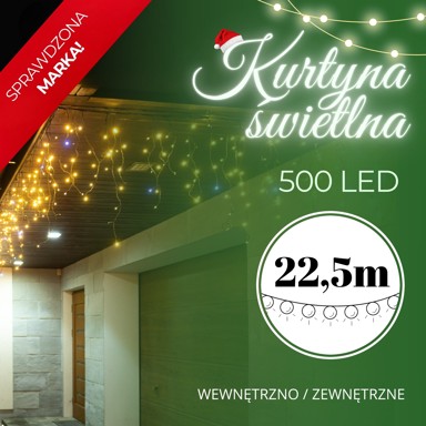 Božićna LED zavjesa, 500 LED, toplo bijela
