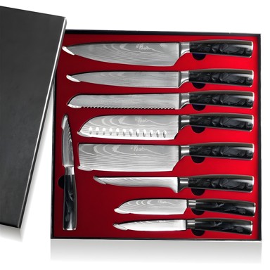 Set kuhinjskih noževa BL-13827, 9 kom, crni