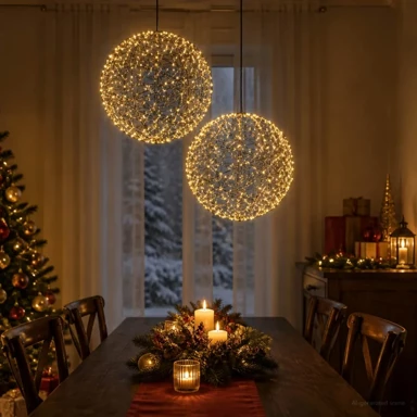 Božićni svjetleći ukras u obliku vrha, 2 kom., 1000 LED lampica, Ø 40 x 42 cm, toplo bijelo svjetlo