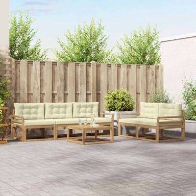 Set vanjskih sofa, 6 kom, 79 x 79 x 37 cm, čvrsto drvo akacije i poliester, bijela i krem