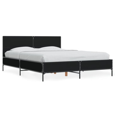 Okvir za krevet crni 140x190 cm konstruirano drvo i metal