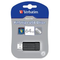 VERBATIM USB memorijski pogon PinStripe, 64 GB, USB Tip-A 2.0, crni