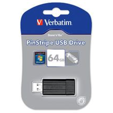 VERBATIM USB memorijski pogon PinStripe, 64 GB, USB Tip-A 2.0, crni