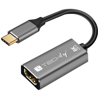 TECHLY grafički adapter USB-C na HDMI 2.1 8K IADAP-USBC-HDMI8, crno-srebrni