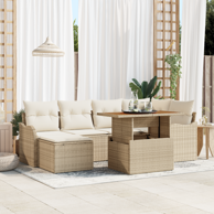Set od 7 dijelova vrtni sofa s jastucima poli ratan, bež