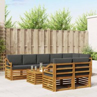 Set sofa 9 kom čvrsto drvo akacije, prirodna i antracit