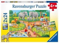RAVENSBURGER Puzzle A Day at the Zoo, 2x24 kom