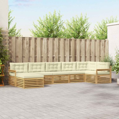 Set vanjskih sofa s jastukom, 7 kom, bijela i krem