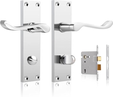 NIKCORP Kvake za vrata sa štitom, set 5 pari, polirani krom