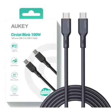 AUKEY Kabel USB C na C, CB-SCC101, 100 W, 5 A, 1 m, crni