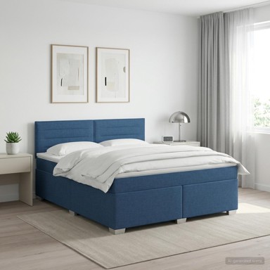 Boxspring krevet s madracem 160 x 200 cm, tkanina, plavi