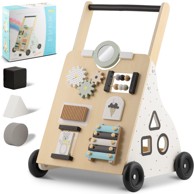 RICOKIDS Drvena senzorna hodalica za guranje, crno-drvena