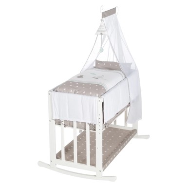 ROBA Bijela kolijevka s prostorom za pohranu/s baldihanom 90x45 cm Indibär