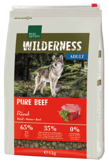 REAL NATURE Suha hrana za pse Wilderness Pure Adult, govedina, 4 kg