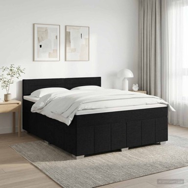 Boxspring krevet s madracem 140 x 200 cm od tkanine, crni
