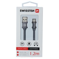 SWISSTEN Kabel USB Lightning Platneni (Sivi, 1.2M)