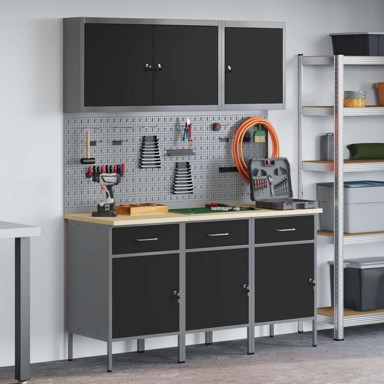 Set od 8 komada radnog stola, čelik, crni